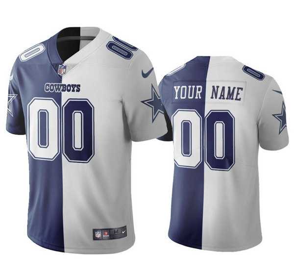 Men%27s Dallas Cowboys Customized Navy White Split Vapor Untouchable Limited Stitched Jersey->customized nfl jersey->Custom Jersey